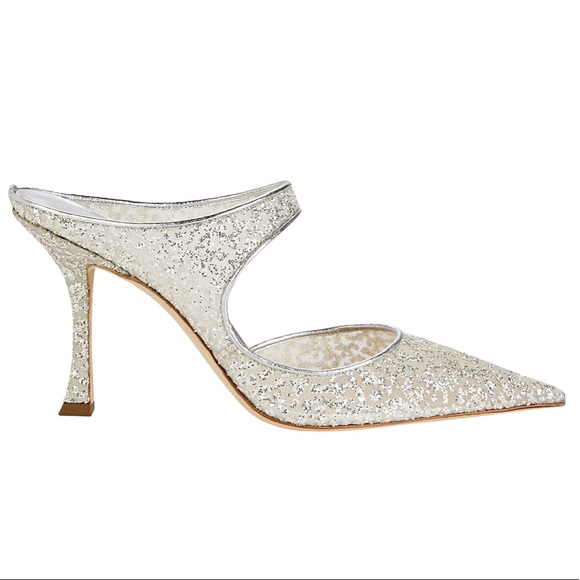 Jimmy Choo Avri 90 Glitter Mules - Picture 3 of 5